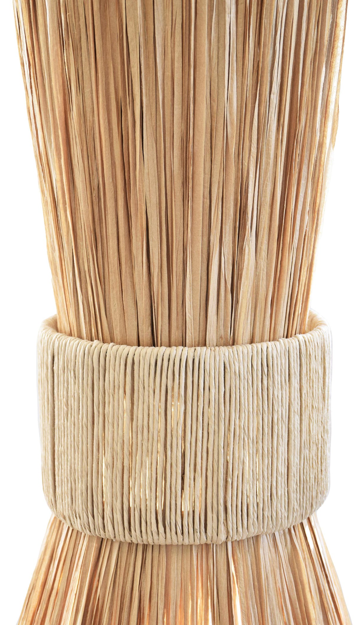 Worlds Away Elongated Hourglass Pendant Wrapped In Natural Rafia