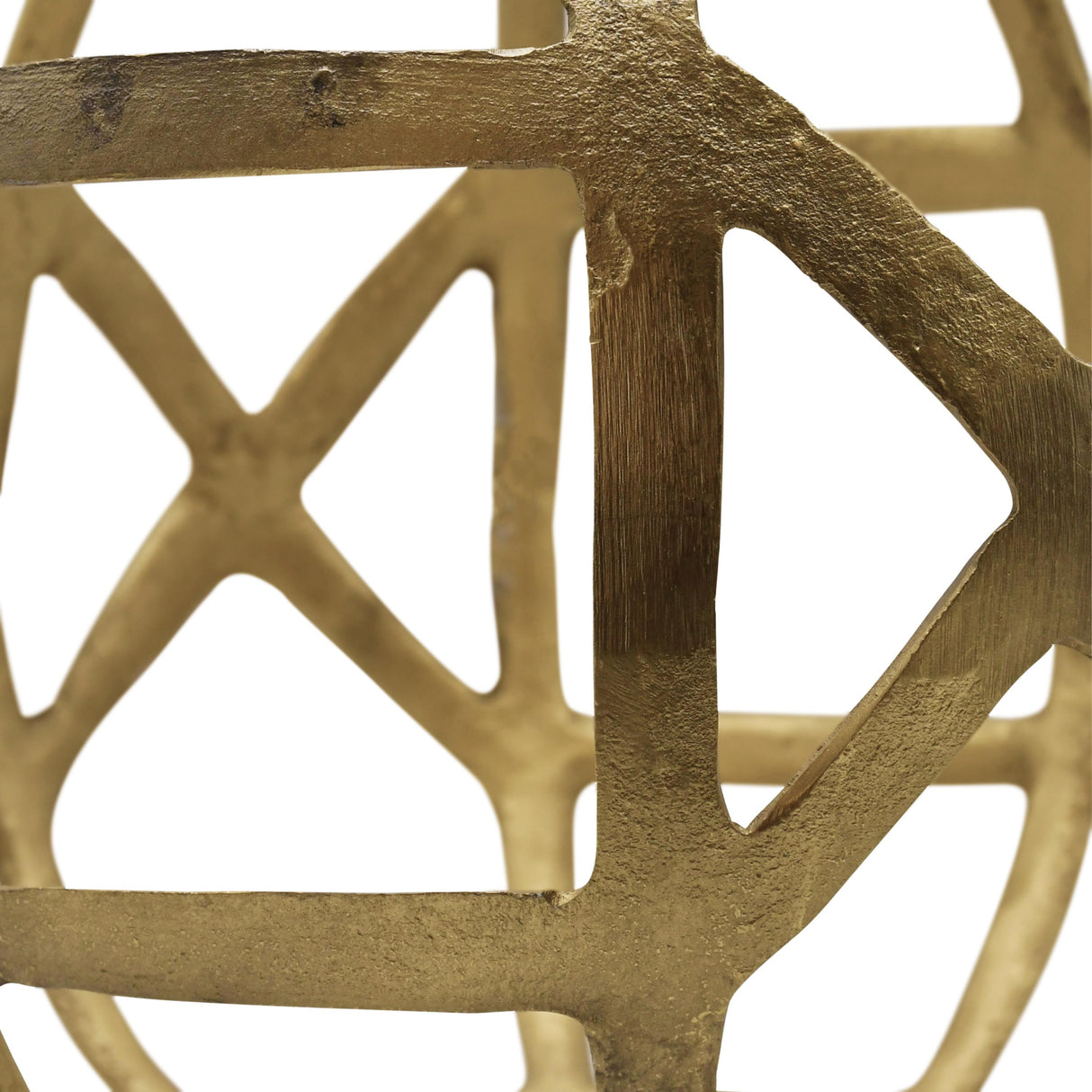 Worlds Away Large Round Metal Ball With Geo Cutouts In Textured Brass
