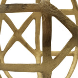 Worlds Away Large Round Metal Ball With Geo Cutouts In Textured Brass