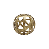 Worlds Away Small Round Metal Ball With Geo Cutouts In Textured Brass
