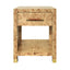Worlds Away One Drawer Side Table With Rattan Wrapped Handle In Burl Wood