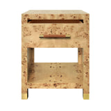 Worlds Away One Drawer Side Table With Rattan Wrapped Handle In Burl Wood