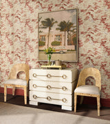 Worlds Away Curved Back Wooden Dining Chair In Burl Wood With Performance White Linen Upholstery