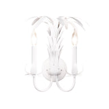 Worlds Away Palm Spray Two Arm Tole Wall Sconce In Matte White Powder Coat