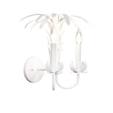 Worlds Away Palm Spray Two Arm Tole Wall Sconce In Matte White Powder Coat