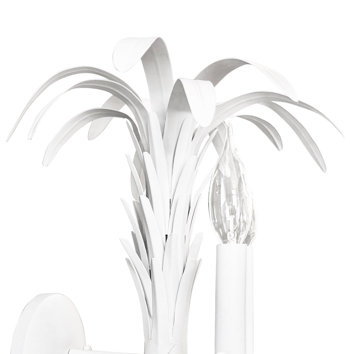 Worlds Away Palm Spray Two Arm Tole Wall Sconce In Matte White Powder Coat
