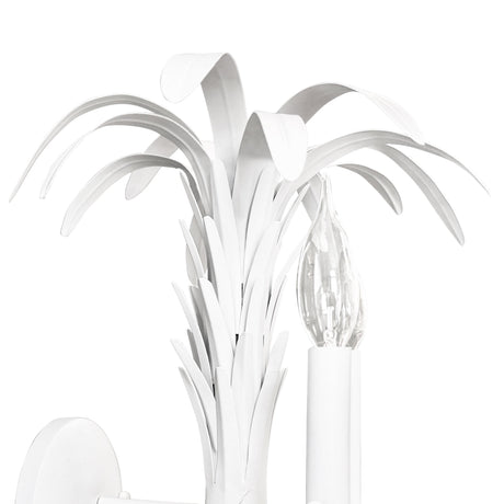 Worlds Away Palm Spray Two Arm Tole Wall Sconce In Matte White Powder Coat