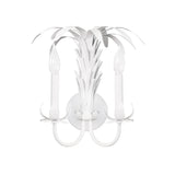 Worlds Away Palm Spray Two Arm Tole Wall Sconce In Matte White Powder Coat