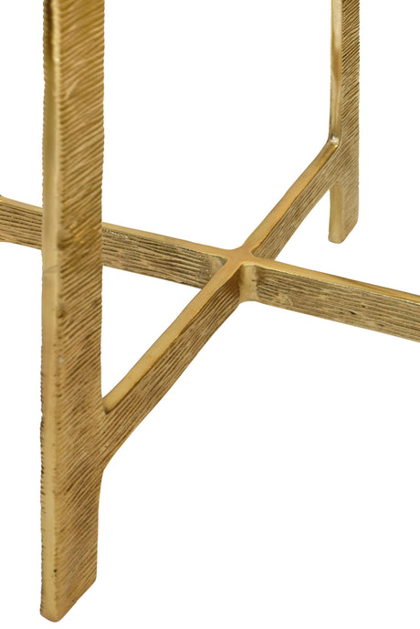 Worlds Away Round Side Table With Hammered Brass Base And Thick Poured Glass Top