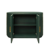 Worlds Away Two Door Reeded Case With Curved End Cabinet In Painted Hunter Green