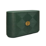 Worlds Away Two Door Reeded Case With Curved End Cabinet In Painted Hunter Green