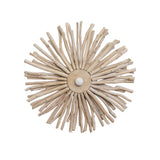 Worlds Away Small Round Wall Sconce Handcrafted With Whitewash Eurcalyptus Wood