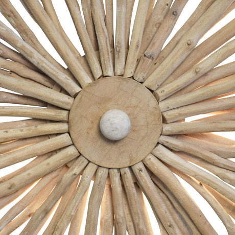 Worlds Away Small Round Wall Sconce Handcrafted With Whitewash Eurcalyptus Wood