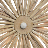 Worlds Away Small Round Wall Sconce Handcrafted With Whitewash Eurcalyptus Wood