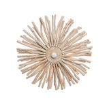 Worlds Away Small Round Wall Sconce Handcrafted With Whitewash Eurcalyptus Wood