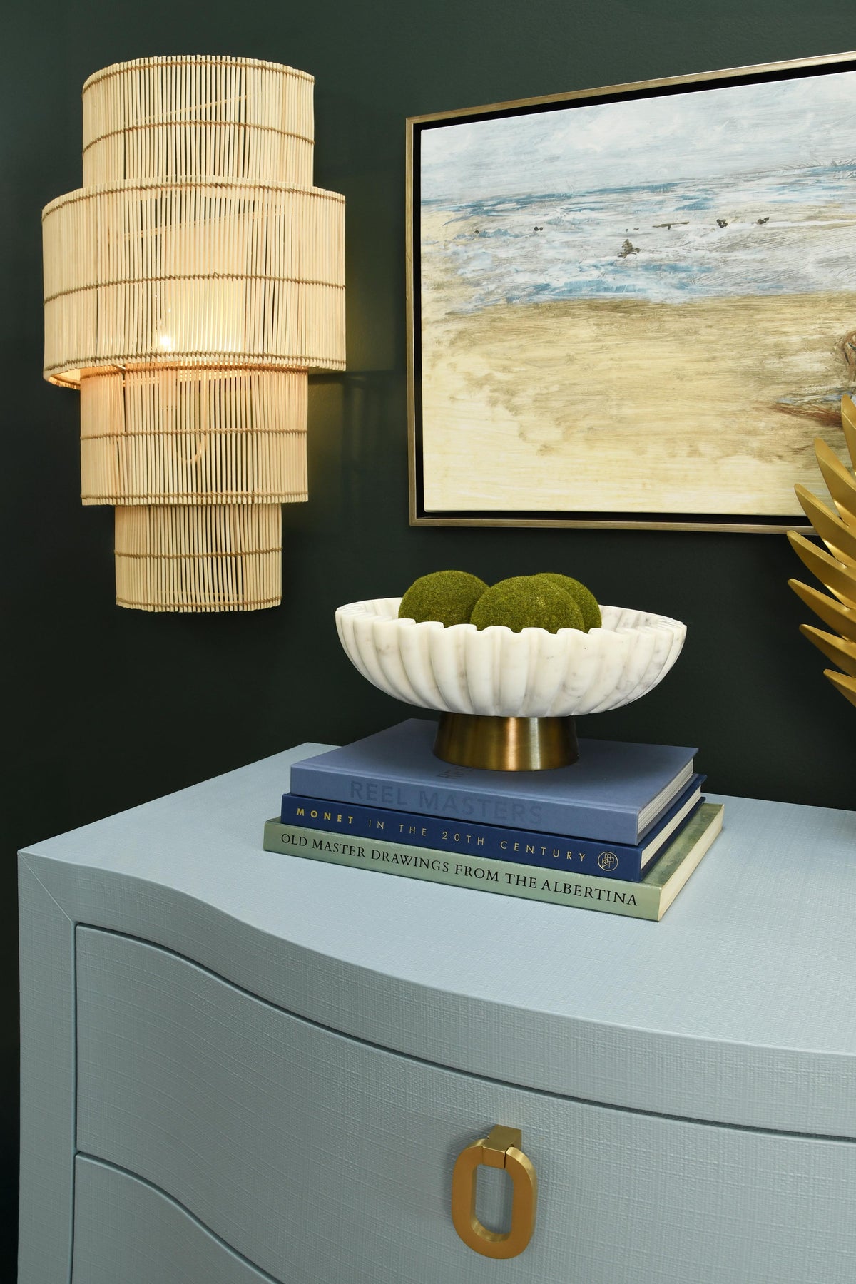 Worlds Away Curved Front Six Drawer Chest In Textured Light Blue Linen