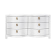 Worlds Away Curved Front Six Drawer Chest In Textured White Linen