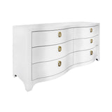 Worlds Away Curved Front Six Drawer Chest In Textured White Linen