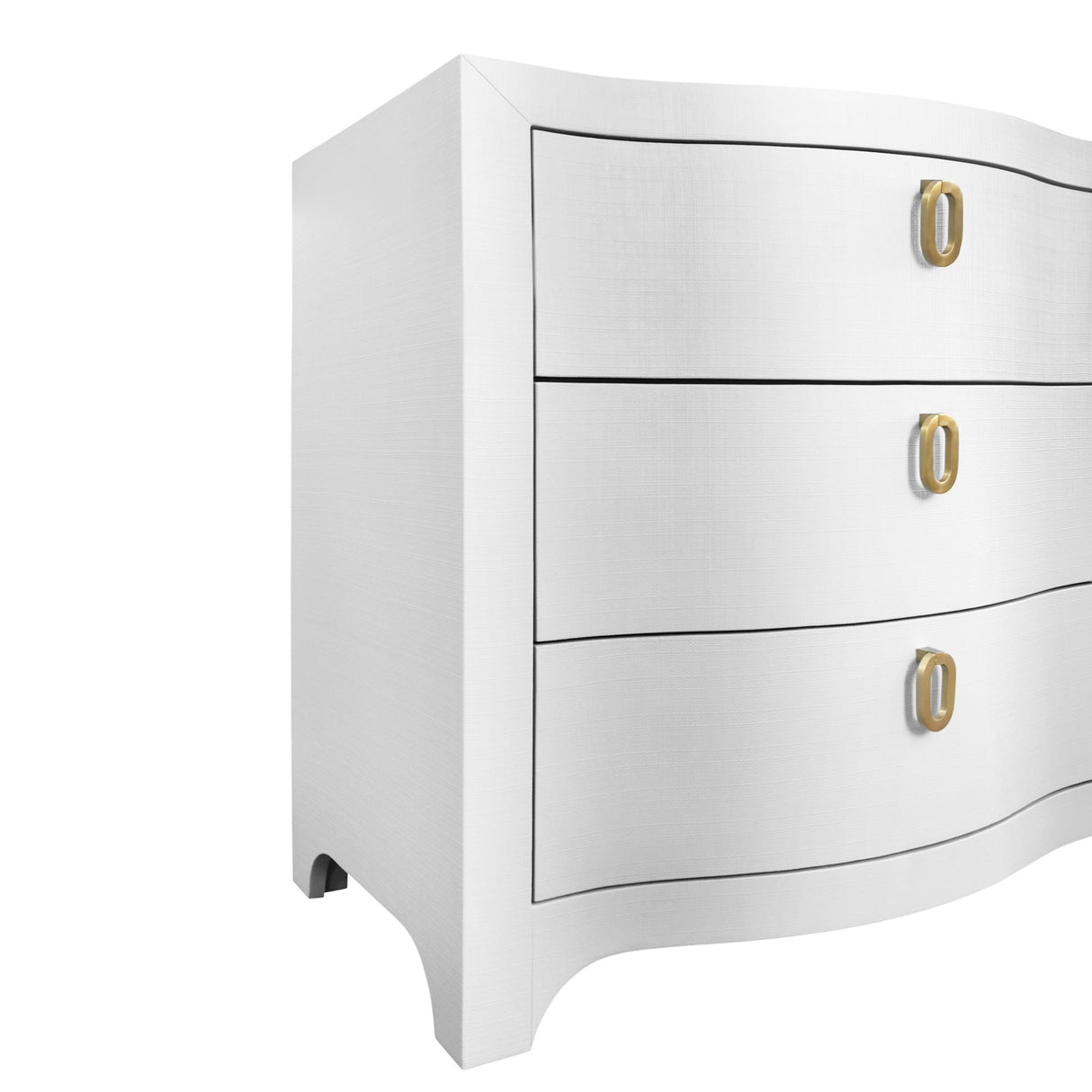 Worlds Away Curved Front Six Drawer Chest In Textured White Linen