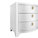 Worlds Away Curved Front Six Drawer Chest In Textured White Linen