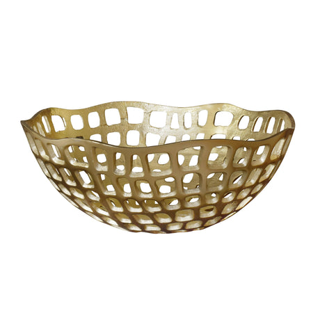 Worlds Away Decorative Bowl With Organic Open Design In Textured Brass Finish