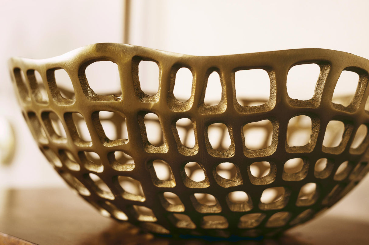Worlds Away Decorative Bowl With Organic Open Design In Textured Brass Finish