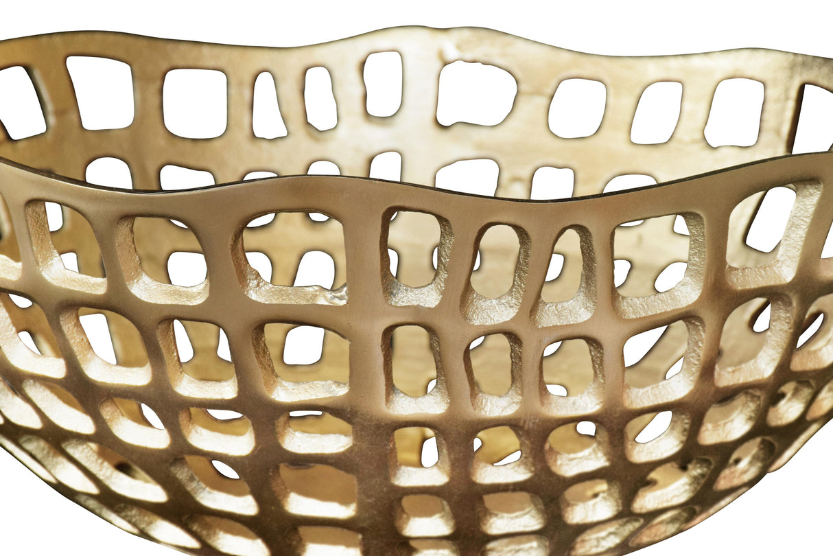 Worlds Away Decorative Bowl With Organic Open Design In Textured Brass Finish