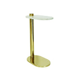 Worlds Away Racetrack C Table In Brass With White Marble Top