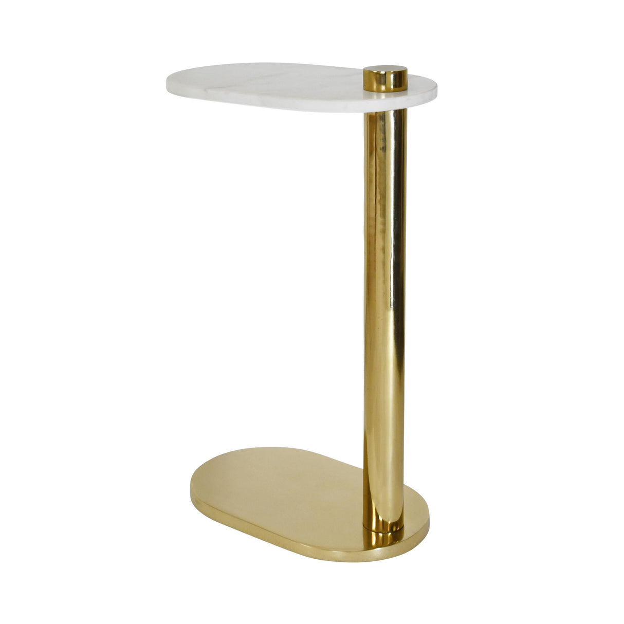 Worlds Away Racetrack C Table In Brass With White Marble Top