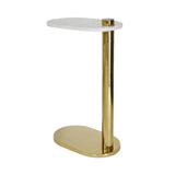 Worlds Away Racetrack C Table In Brass With White Marble Top