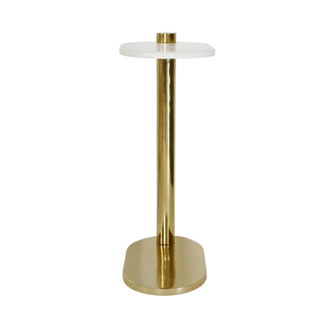 Worlds Away Racetrack C Table In Brass With White Marble Top