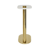 Worlds Away Racetrack C Table In Brass With White Marble Top