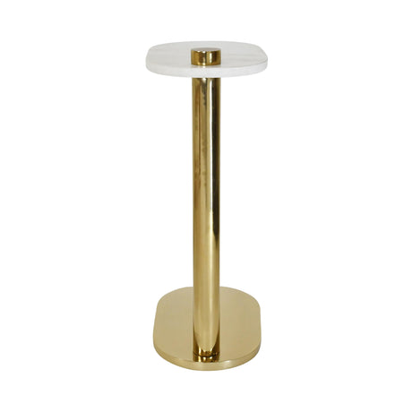 Worlds Away Racetrack C Table In Brass With White Marble Top