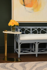 Worlds Away Racetrack C Table In Brass With White Marble Top