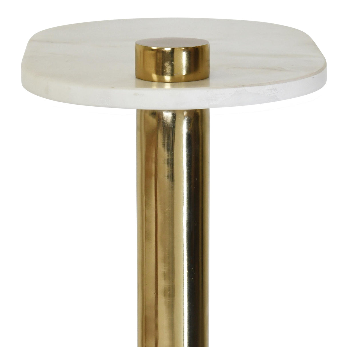 Worlds Away Racetrack C Table In Brass With White Marble Top