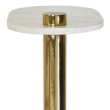 Worlds Away Racetrack C Table In Brass With White Marble Top