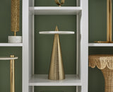 Worlds Away Racetrack C Table In Brass With White Marble Top
