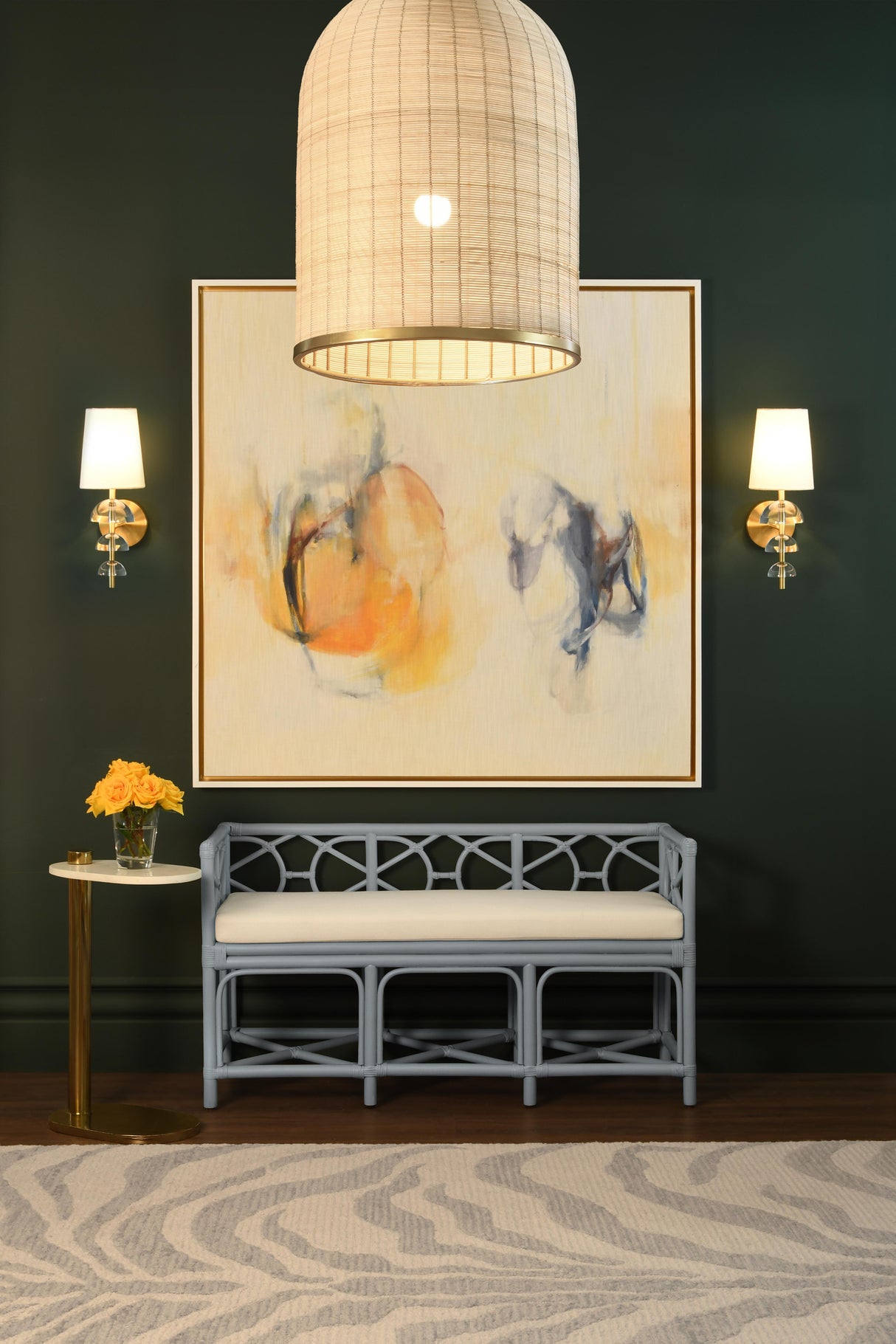 Worlds Away Racetrack C Table In Brass With White Marble Top