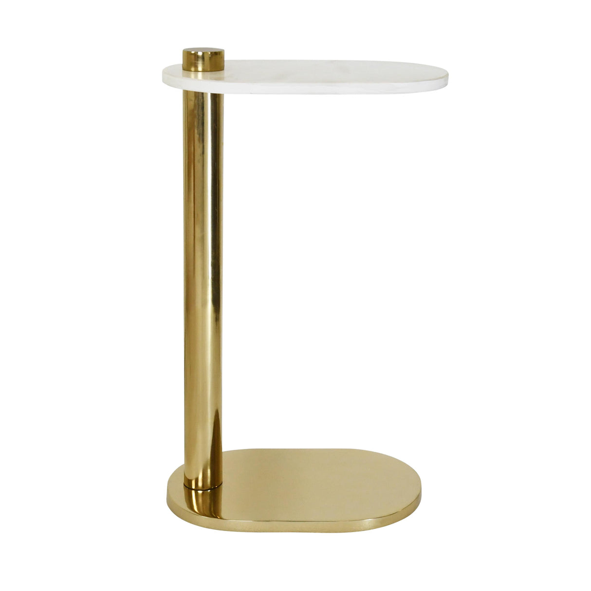 Worlds Away Racetrack C Table In Brass With White Marble Top
