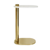 Worlds Away Racetrack C Table In Brass With White Marble Top