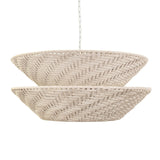 Worlds Away Round Two-Tiered Pendant In Off-White Cotton Tape Weave