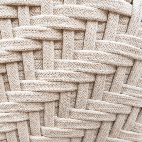 Worlds Away Round Two-Tiered Pendant In Off-White Cotton Tape Weave