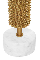 Worlds Away Round Pedestal Side Table With Urchin Textured Detail And White Marble Base With Inset Mirror Top