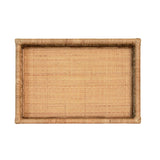Worlds Away Rectangular Natural Rattan Tray With Brass Ring Detail On Edge