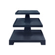 Worlds Away Three Tier Center Column Side Table In Textured Navy Linen