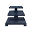 Worlds Away Three Tier Center Column Side Table In Textured Navy Linen