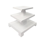 Worlds Away Three Tier Center Column Side Table In Textured White Linen