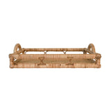 Worlds Away Rectangular Natural Rattan Tray With Open Oval Detail Sides