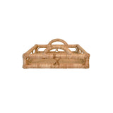 Worlds Away Rectangular Natural Rattan Tray With Open Oval Detail Sides