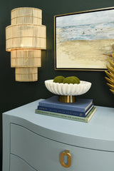 Worlds Away Four-Tiered Wall Sconce In Natural Rattan